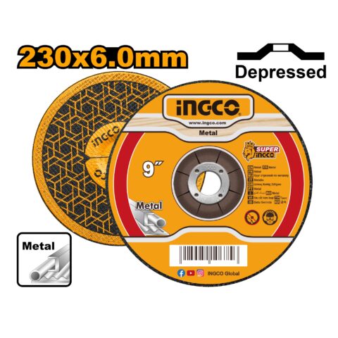 Ingco 230mm(9") x 6.0mm(1/4") x 22.2mm(7/8") Abrasive Metal Grinding Disc MGD602301 ING-AC