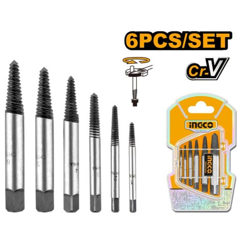 Ingco 6PCS/Set Broken Bolt Screw Extractor Remover Easy Out Drill Bits Tools Kit ASE106 ING-AC