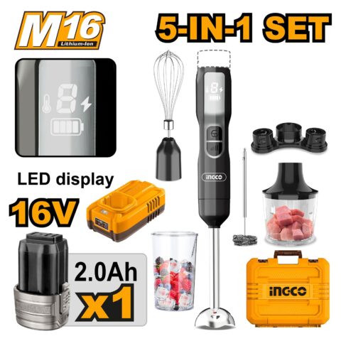 16V/M16 5-in-1 Lithium-Ion Cordless Hand Blender 100W CHB056K ING-COR