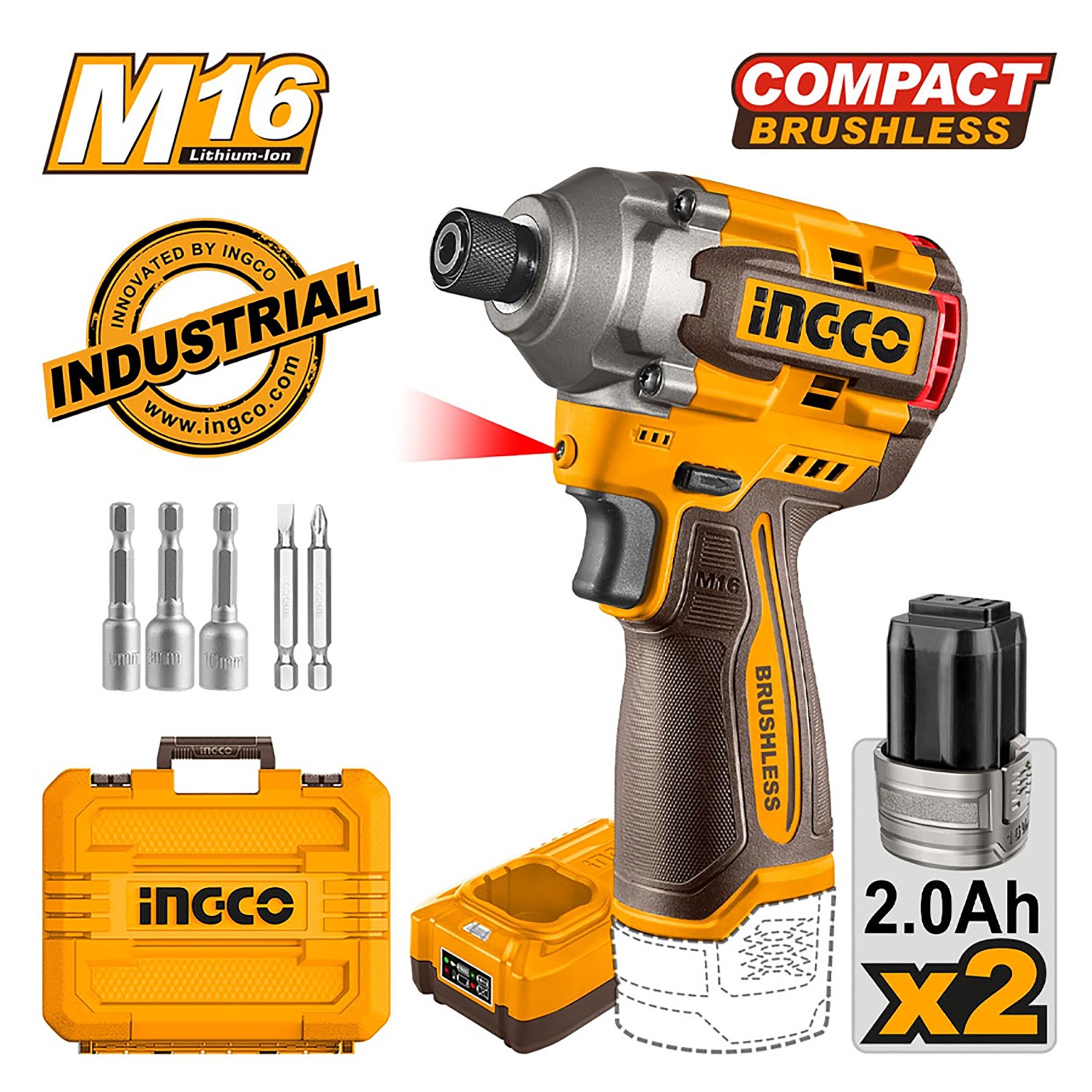 16V/M16 Lithium-Ion Brushless Motor Cordless Impact Driver CIRLI16178 ING-COR