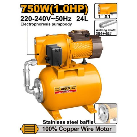 750W(1.0HP)(24L) Automatic Self-priming Jet Pump (220-240V~50Hz) JPT075068-5 ING-WP