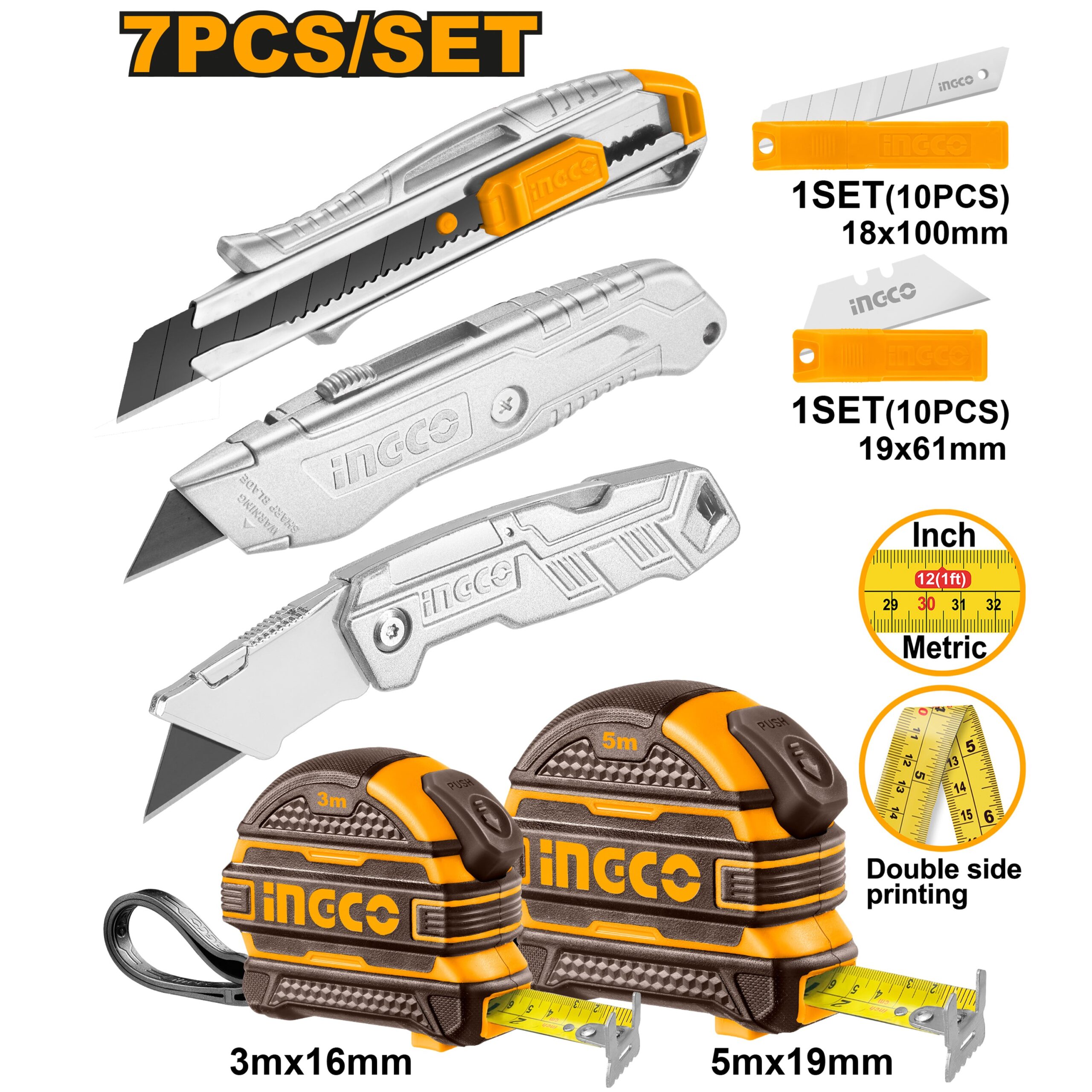 7PCS/Set Measuring Tape & Utility Knife Set HMK23036 ING-MT