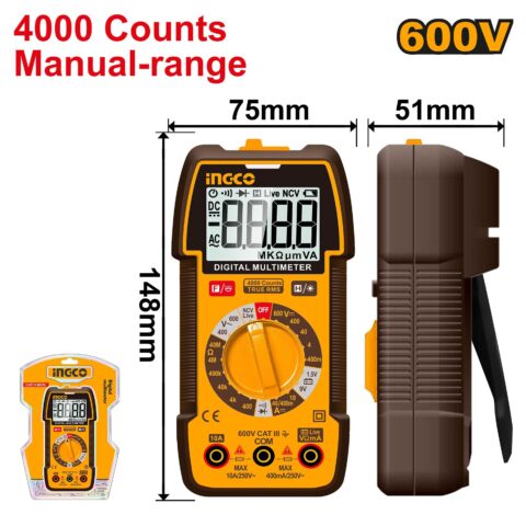 TRUR RMS 4000 Counts Digital Meter Multimeter Multi Tester CAT.III 600V DM36002 ING-MT