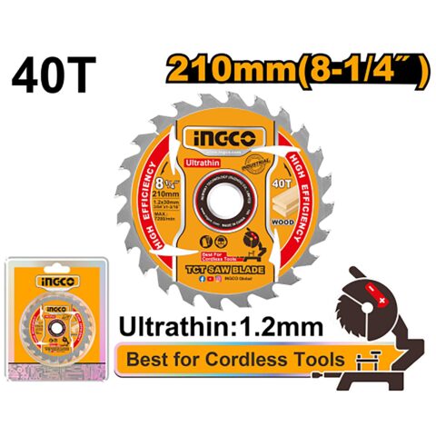 8-1/4in(210mm) 40T Ultra Thin TCT Saw Blade For Wood TSB2103 ING-AC