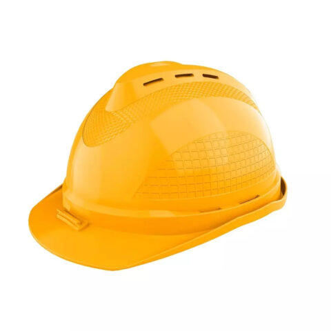 Ingco Yellow Safety Helmet PE Shell Material 6 Point Suspension and Chin Strap, HSH801