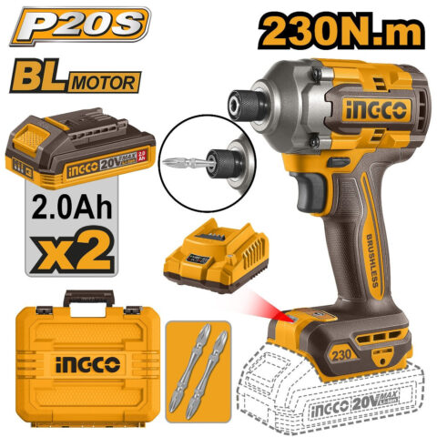 Ingco P20S/20V Brushless Motor Lithium-Ion Cordless Impact Driver CIRLI2023 ING-CT