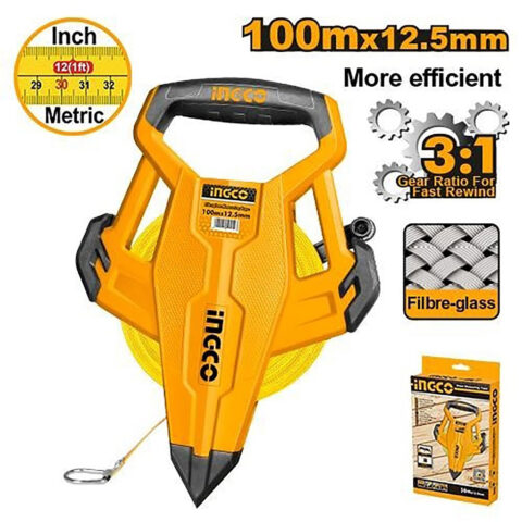 Fiberglass Measuring Tape with 3:1 Gear Ratio for Fast Rewind HFMT83100 ING-HT