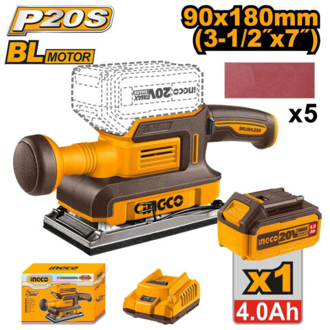 P20S/20V Lithium-Ion Cordless Finishing Sander (90mm x 180mm-3-1/2" x 7") ING-CT