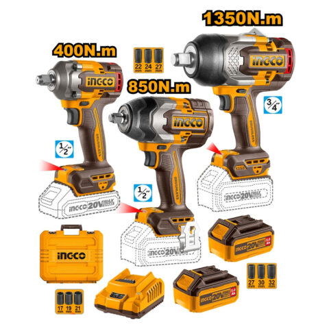 Ingco P20S/20V Lithium-Ion 3PCS Combo Kit w/ Cordless Impact Wrench (CIWLI201351) ING-CT