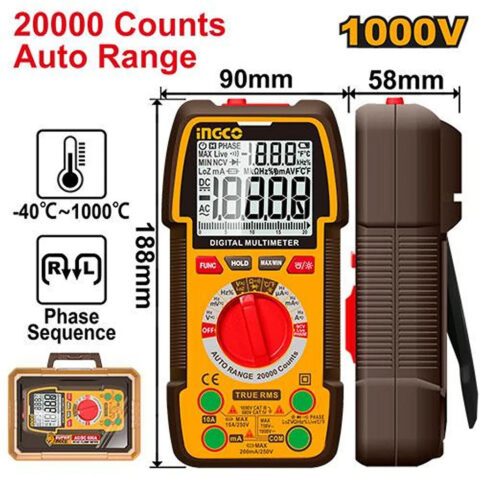 TRUR RMS 2000counts Digital Multimeter for Voltage, Current, Resistance Measurement
