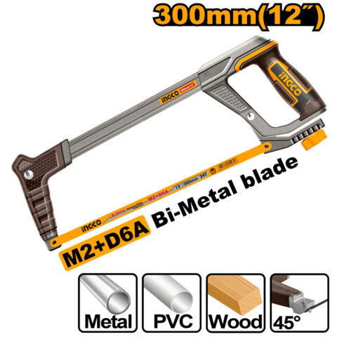 Ingco 12inches Hacksaw Frame Lagare with Bi-Metal Blade 300mm HHF3188 ING-HT