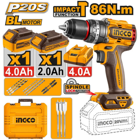 P20S/20V Lithium-Ion Brushless Cordless Impact Drill 86NM CIDLI20868 ING-CT