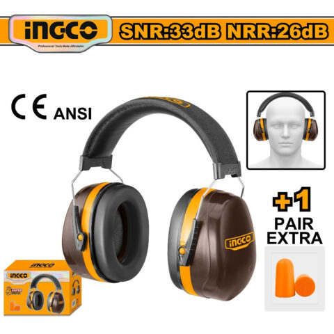 Ingco Impact Resistant Earmuff ANSI3.19-1974 & EN352-2:2020 With Extra Earplug HEM3328