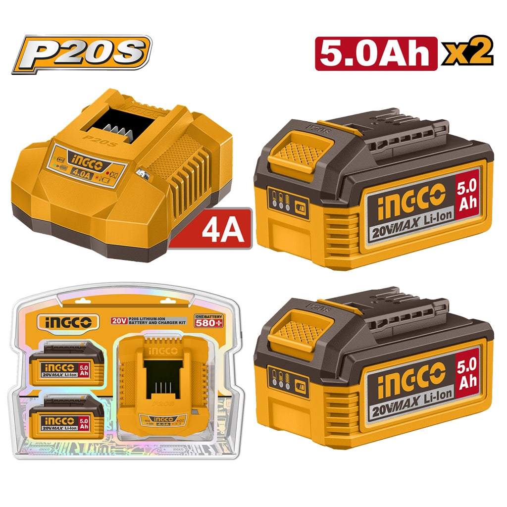 Ingco P20S Lithium-Ion Battery and Charger Kit 20V FBCPK2513 ING-CT - Image 3