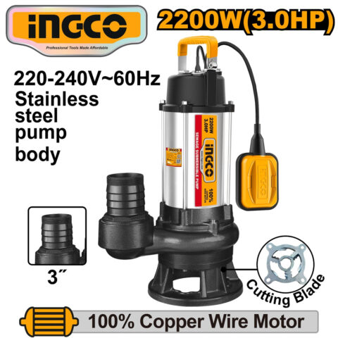 Ingco Seawage Submersible Water Pump for Dirty Water 2200W 3.0HP SPDB220068-5 ING-PT