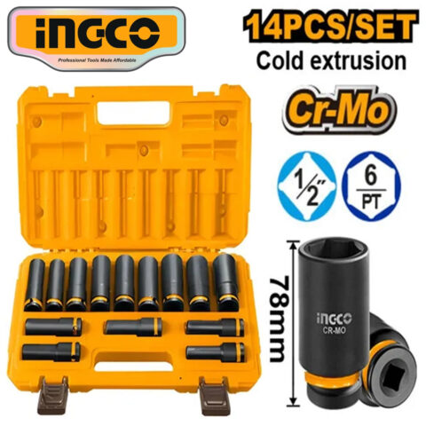 Ingco 14PCS/Set 1/2 Inches DR. Impact Socket Set HKISSD12143L ING-HT