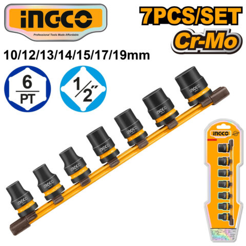 Ingco 7pcs 1/2" Drive Impact Socket Set HKISSD12071 ING-HT